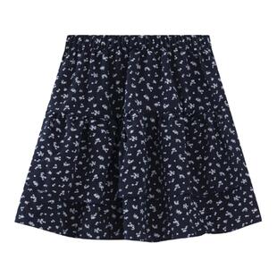 BM碎花蛋糕小短裙芭蕾甜美风松紧腰短款叠层A字裙高腰半身裙女夏