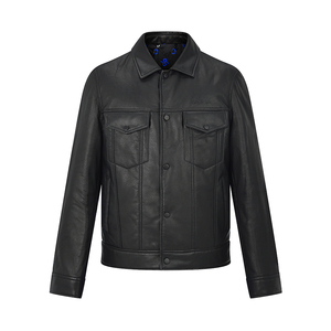 RARE威雅男裤秋冬新款黑色夹薄棉加厚保暖外套牛仔夹克式男士皮衣