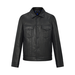 RARE威雅男裤秋冬新款黑色夹薄棉加厚保暖外套牛仔夹克式男士皮衣