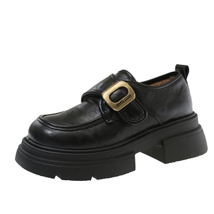 厚底小皮鞋女秋冬加绒加棉2025年新款增高乐福鞋jk鞋子通勤鞋棉鞋