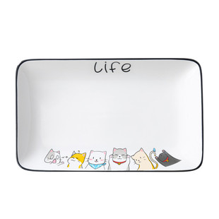 8英寸长方形陶瓷盘鱼盘日式寿司刺身盘浅盘家用菜盘小碟子水果盘