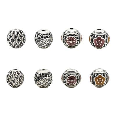 龙鳞尾羽如意梅花圆珠足银隔珠