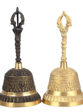 黄铜金刚铃杵手摇铃碰钟法铃民族乐器尼泊尔铜铃摆件