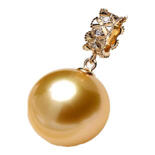 无调色南洋金珠吊坠复古宫廷18K金钻石镶嵌海水珍珠项链正圆礼物