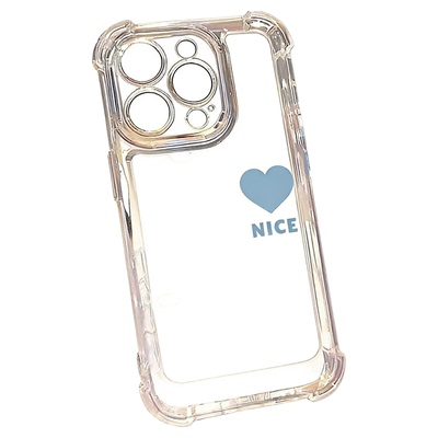 Fresh Blue Heart Clear Shockproof Soft Phone Case 适用 iPhone 17 16 Pro Max 15 14 13 12 11