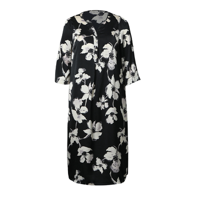 美丽客栈缎面印花丝滑连衣裙