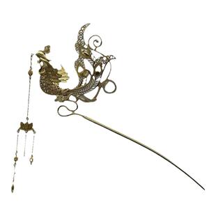 足银镀金立体偏凤钗步摇发簪古风汉服旗袍头饰结婚流苏凤簪簪子