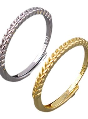 纯银麦穗戒指高级轻奢食指戒开口