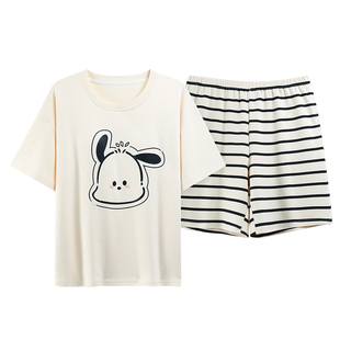 带胸垫一体免文胸短袖睡衣女夏季韩版可爱卡通夏天女生宿舍家居服