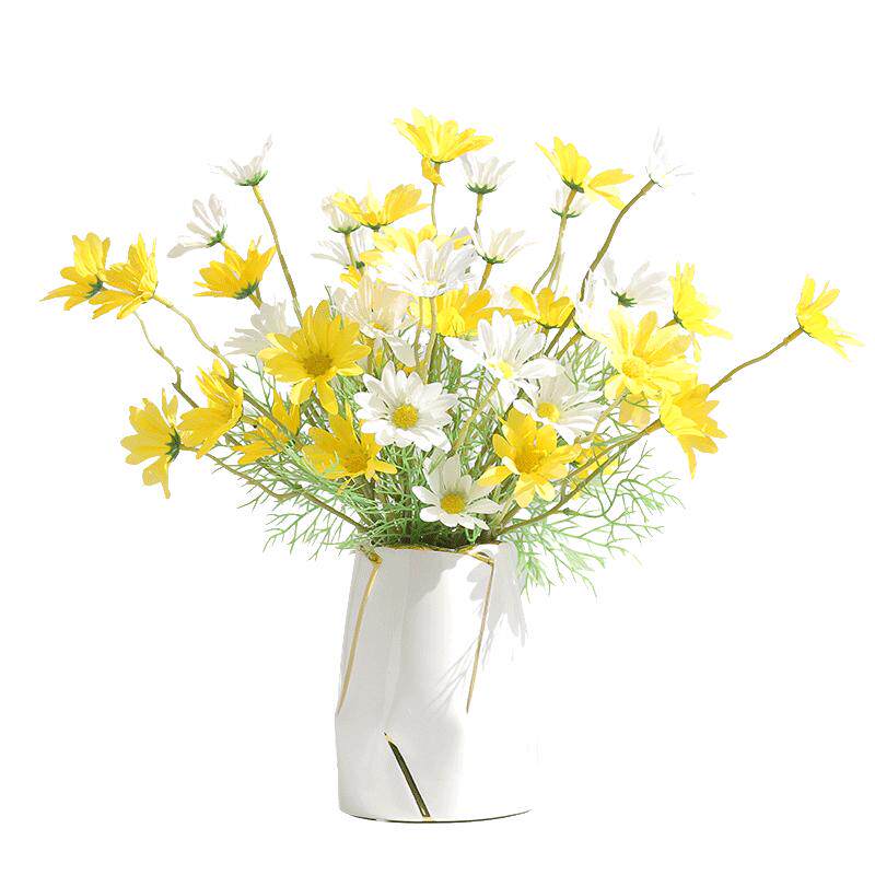 仿真花束客厅装饰品摆件ins洋甘菊小雏菊花假花 塑料绢花餐桌摆设