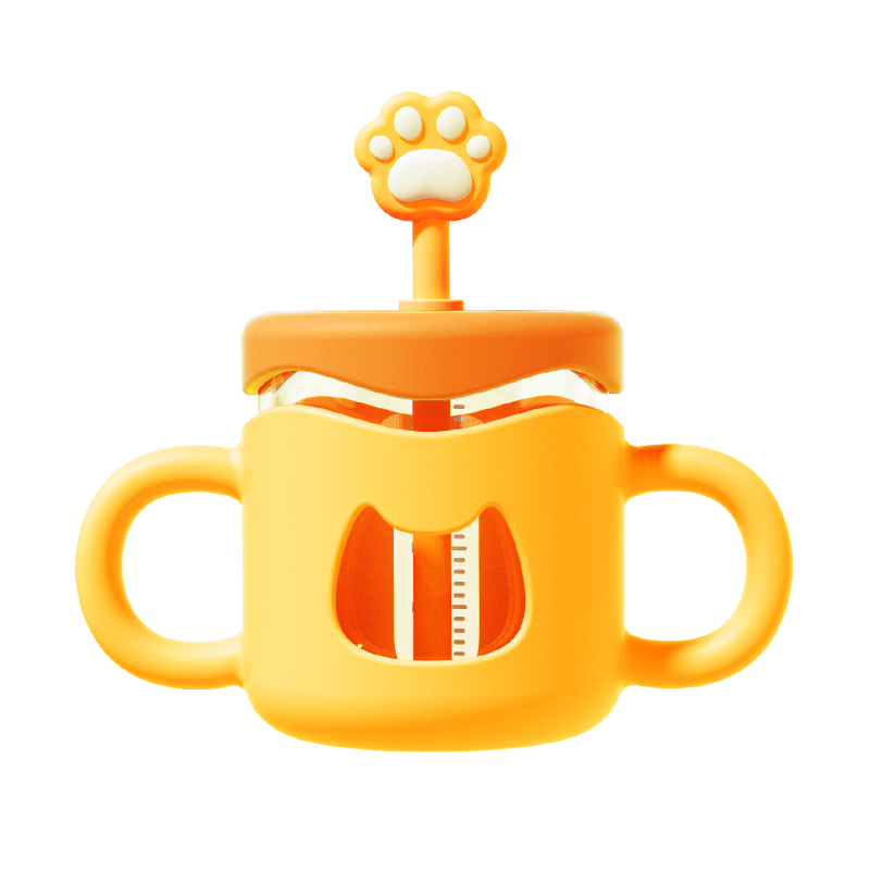 加贝比儿童牛奶杯1-2-3岁以上奶瓶玻璃PPSU吸管喝奶水杯宝宝防摔