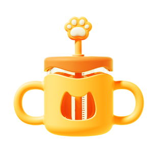 加贝比儿童牛奶杯1-2-3岁以上奶瓶玻璃PPSU吸管喝奶水杯宝宝防摔