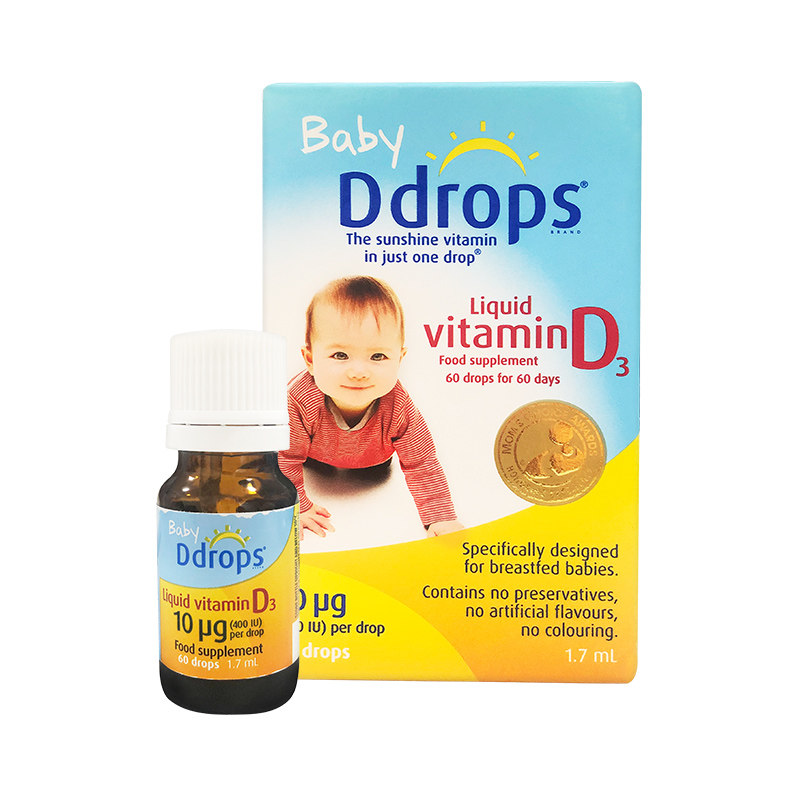 英国版Ddrops新生婴幼宝宝儿童维生素D3婴儿补钙滴剂 2.5ml/瓶