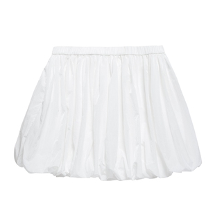 IIIVIVINIKO2025秋新款甜美廓形尼龙抽褶花苞短裙女M530743059A