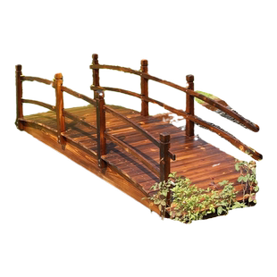 户外庭院花园碳化防腐木拱桥公园装饰弧形实木景观木桥造景小木桥