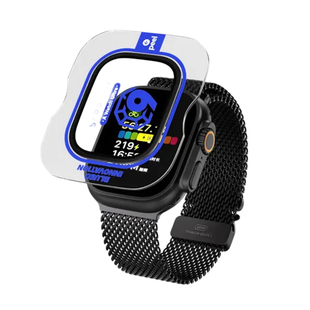 BLUEO蓝猩适用苹果Ultra1/2/3手表钢化膜高清全屏覆盖ApplewatchUltra3钛合金边框49mm框膜一体保护全包防摔