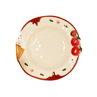 可爱卡通碗具家用陶瓷浮雕汤碗饭碗勺子组合创意碗碟套装乔迁礼物