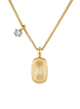 森吾纯银拉丝方糖莫桑钻项链女