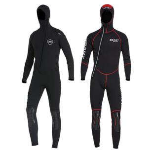 专业连帽浮潜5MM加绒厚保暖潜水服男士连体7MM防寒深潜装备冬泳衣