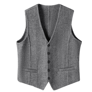 纯羊毛双面尼马甲保暖坎肩短款冬季无袖羊绒毛呢背心内搭马夹男