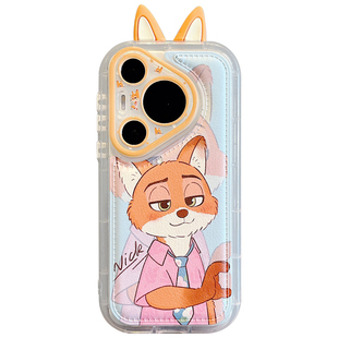 适用华为pura80pro手机壳可爱耳朵比心狐狸兔子Pura70pro毛绒发圈手绳p8070pro气垫皮纹mate80promax防摔女款