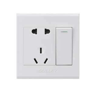 86型一开五孔开关插座面板单控带开关墙壁家用电器电源5孔二三插