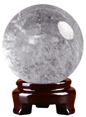 白水晶球摆件聚财黄色水晶球天然原石官方旗舰店家居客厅玄关装饰