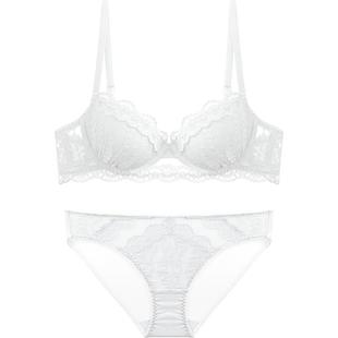 宝诗法式蕾丝内衣女性感薄款小胸聚拢文胸套装大胸显小上托胸罩