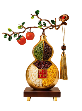 五谷丰登柿柿如意葫芦摆件