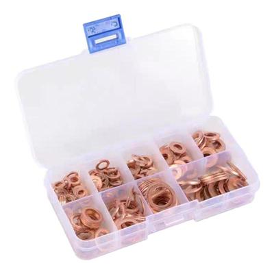 200PCS紫铜垫片M5-M14 油封垫片组合盒装 O型密封垫圈 跨境电商