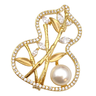 迪曼达奢华天然珍珠女葫芦胸针