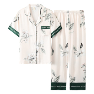 浪莎冰丝睡衣女2026年新款夏季薄款短袖真丝绸高级感家居服套装