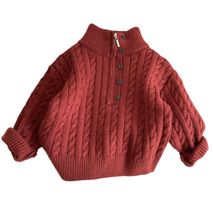 儿童毛衣2025新款男童麻花针织衫内搭冬季打底衫宝宝半高领毛线衣