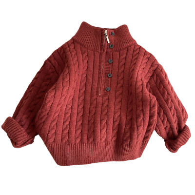 加厚儿童毛衣冬季半高领麻花线衣