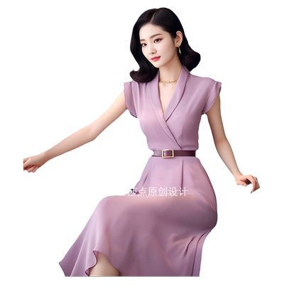 莎点粉色西装连衣裙正装