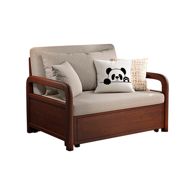 全实木中式多功能胡桃色伸缩床