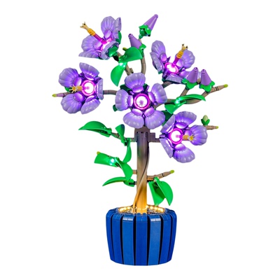 YEABRICKS适用乐高花植系列10372灯饰 芙蓉花束盆栽摆件LED灯光组