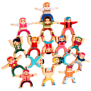 大力士叠叠乐儿童积木拼装玩具益智3到6岁宝宝木质平衡叠叠高罗汉