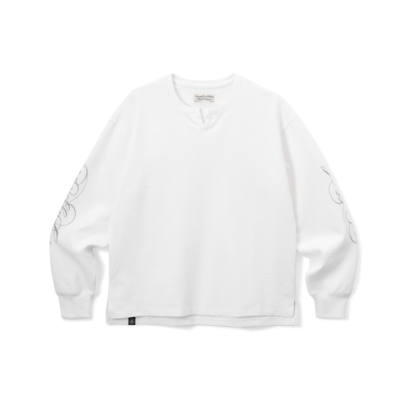 SUPERTOFU「小V领华夫格 手袖印花」jazzness 华夫格长袖T恤 AW26