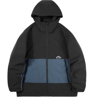 海澜之家旗下黑鲸撞色拼接连帽夹克男春季户外休闲外套