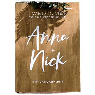 户外婚礼木板迎宾牌草坪婚宴生日派对求婚装饰婚庆实木道具定制