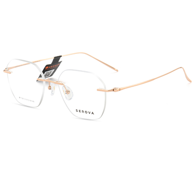 施洛华纯欲钛架金丝无边框女眼镜