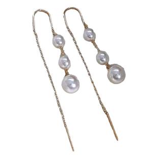 新款潮长款气质珍珠流苏耳线女上档次耳饰抗过敏高级感耳环不掉色