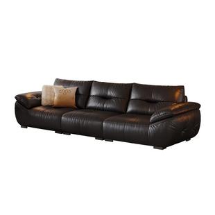 帕沙曼真皮沙发大黑牛意式极简客厅2026新款黑色现代简约头层牛皮