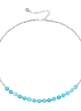 天然海蓝宝石中式项链女