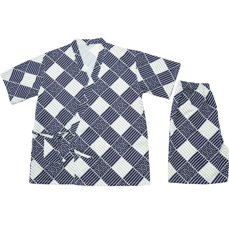 和风 足道汤温泉日式印花纯棉和服汗蒸服开衫家居睡衣浴服袍女套