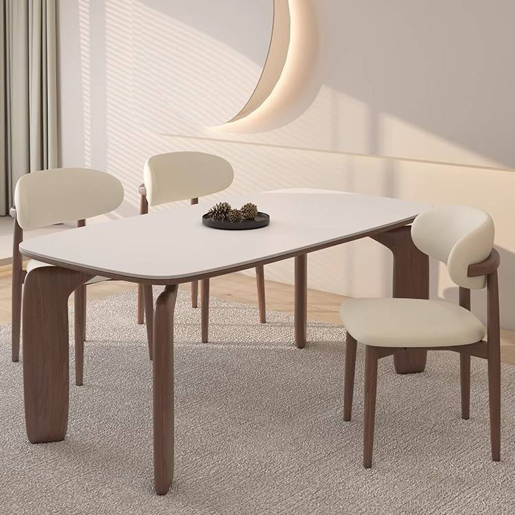 法式复古岩板餐桌椅组合家用简约小户型餐桌长方形古风中现代饭桌