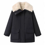 赵露思同款工装风羊羔毛派克服女冬季冲锋衣保暖加厚皮草棉服外套