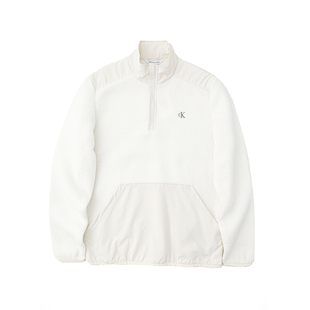 正品CalvinKlein/CK半拉链立领男士保暖卫衣加厚秋冬摇粒绒外套女