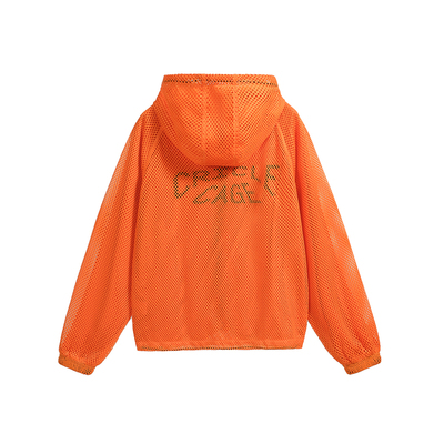 环洞连帽网眼拉链外套